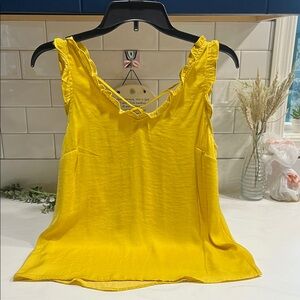 LC Lauren Conrad Yellow Ruffled Tank Top